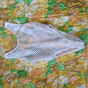 Fishnet Bodysuit Coverup High-Leg Cheeky Cut Low Back Small White Risk-K